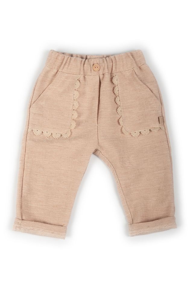 Pants lunghi con tasche in Embroidery, PINK BLOOM con bordino ed elastico in vita, Bamboom