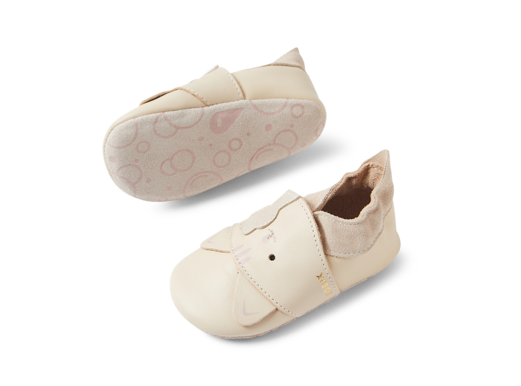 Bobux babbucce Soft Sole Gattina Peek a Boo Kitty, White swan