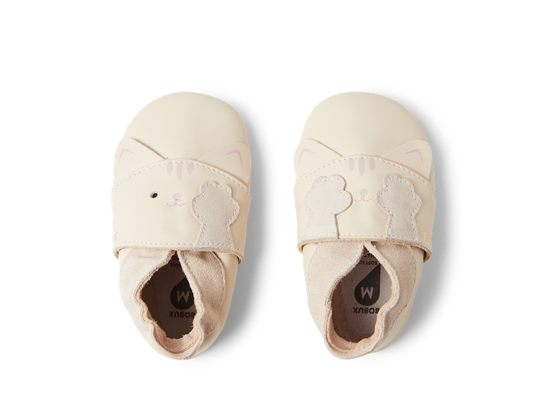 Bobux babbucce Soft Sole Gattina Peek a Boo Kitty, White swan
