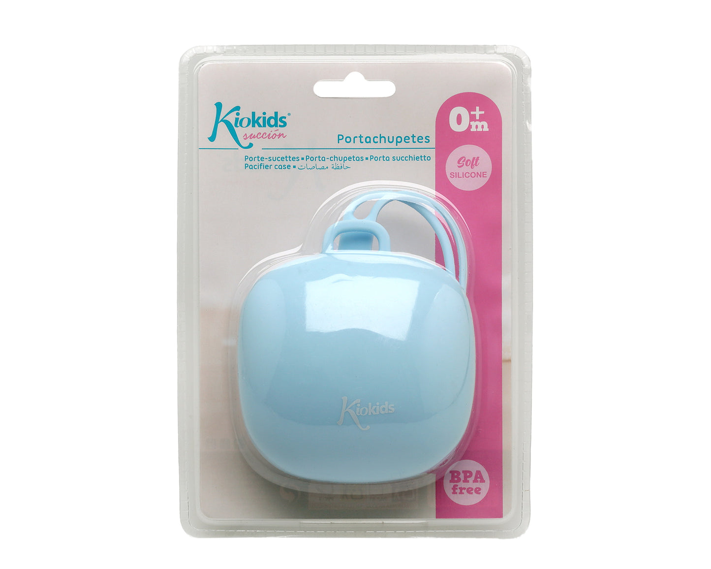 Porta succhietto in silicone soft, rosa o azzurro, Kiokids