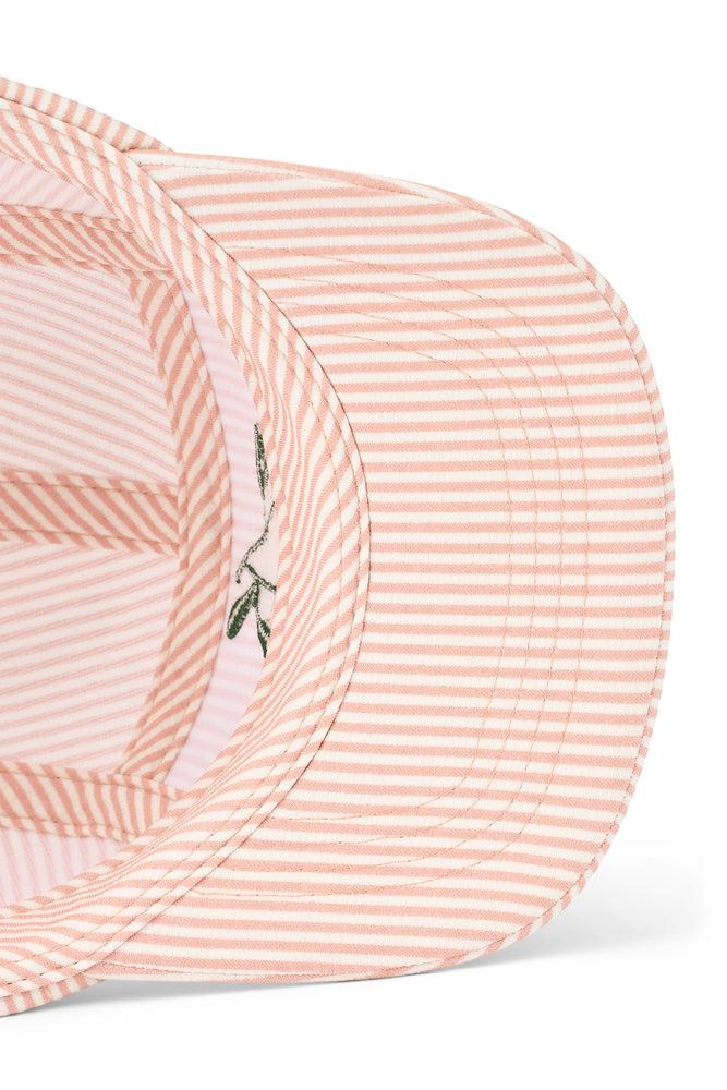 Cappello con visiera in cotone biologico, Liewood, righe rosa e panna