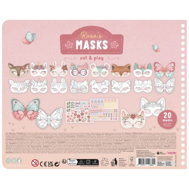 Gioco creativo, Rosa's Masks, cut & play, Little Dutch