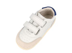 Bobux Step Up Champ scarpe primi passi in pelle, bianche con inserto blu