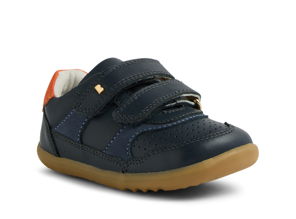 Bobux Step Up Hunter scarpe in pelle primi passi, colore navy-nasturtium(blu con inserto arancio)