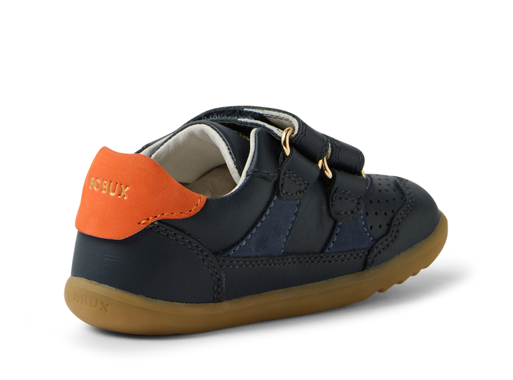 Bobux Step Up Hunter scarpe in pelle primi passi, colore navy-nasturtium(blu con inserto arancio)