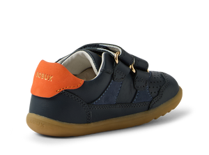 Bobux Step Up Hunter scarpe in pelle primi passi, colore navy-nasturtium(blu con inserto arancio)