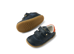 Bobux Step Up Hunter scarpe in pelle primi passi, colore navy-nasturtium(blu con inserto arancio)