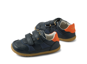 Bobux Step Up Hunter scarpe in pelle primi passi, colore navy-nasturtium(blu con inserto arancio)