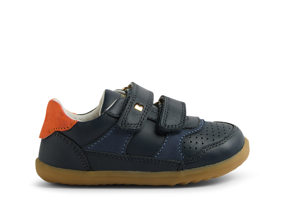 Bobux Step Up Hunter scarpe in pelle primi passi, colore navy-nasturtium(blu con inserto arancio)