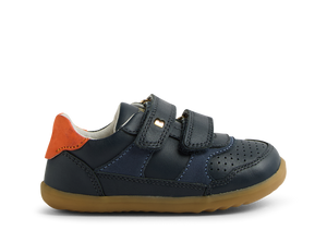 Bobux Step Up Hunter scarpe in pelle primi passi, colore navy-nasturtium(blu con inserto arancio)
