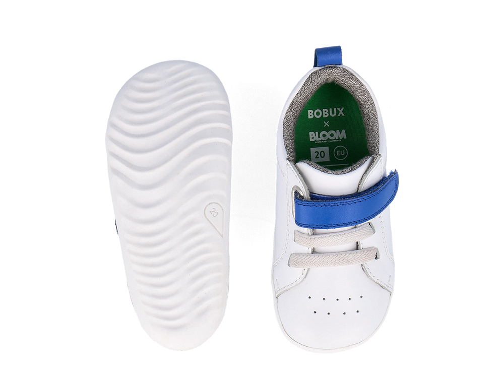 Bobux Step Up Pace, scarpe primi passi in pelle, colore optical white-gentian blue