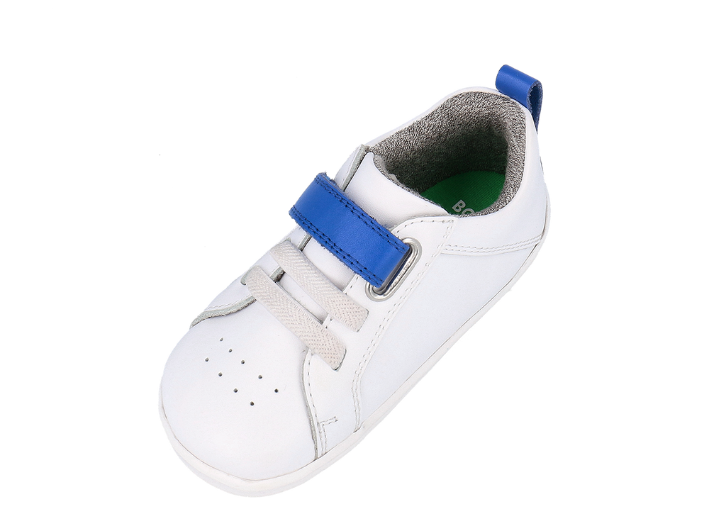 Bobux Step Up Pace, scarpe primi passi in pelle, colore optical white-gentian blue