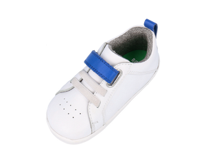 Bobux Step Up Pace, scarpe primi passi in pelle, colore optical white-gentian blue