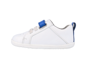 Bobux Step Up Pace, scarpe primi passi in pelle, colore optical white-gentian blue