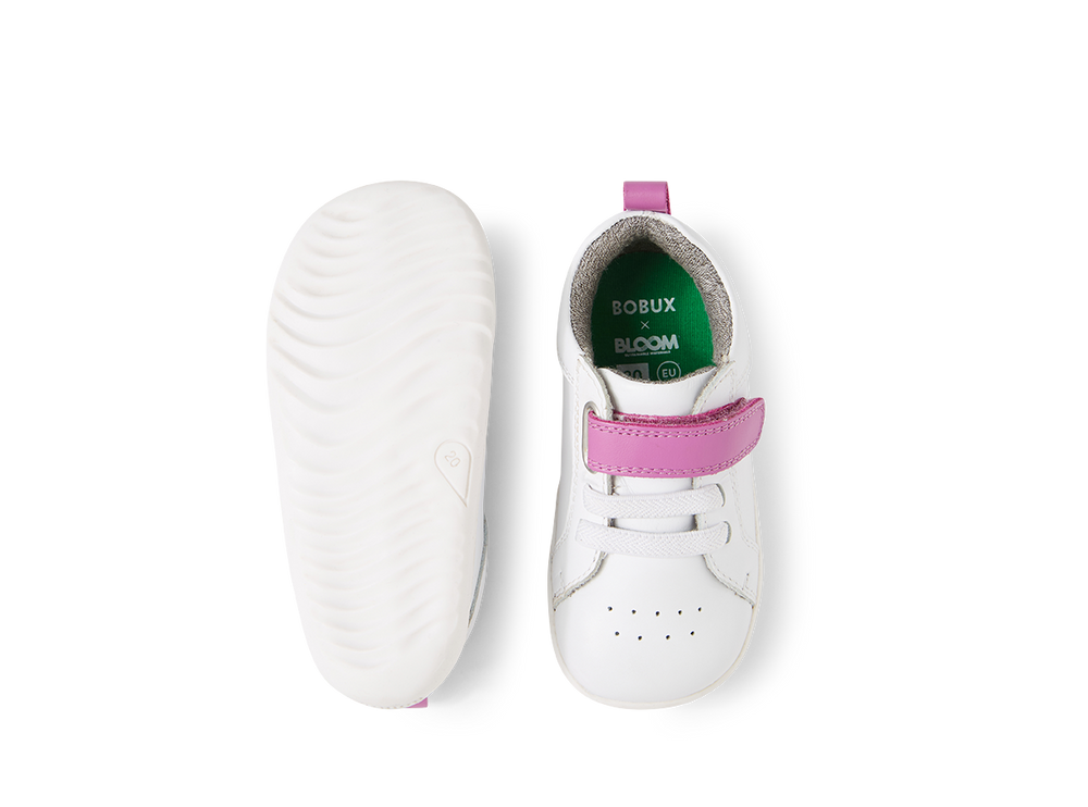 Bobux Step Up Pace, scarpe primi passi in pelle, colore optical white-orchid