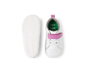 Bobux Step Up Pace, scarpe primi passi in pelle, colore optical white-orchid