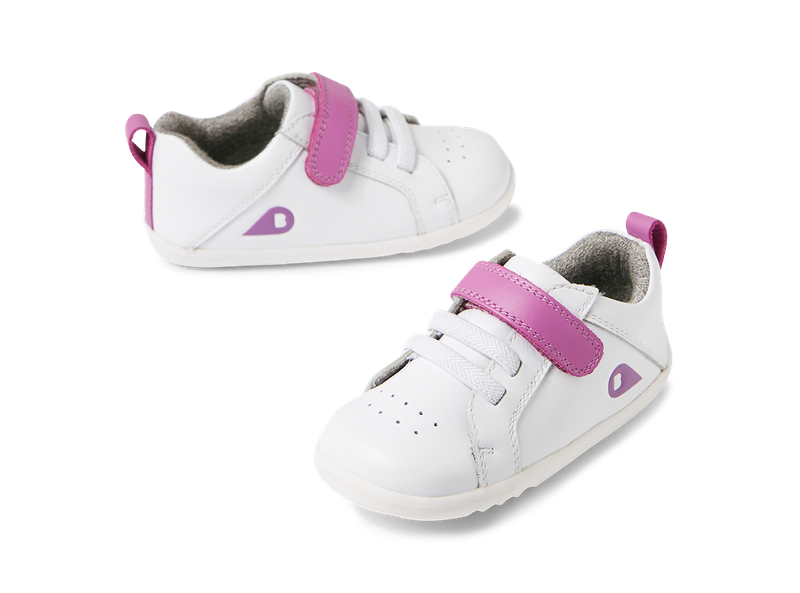 Bobux Step Up Pace, scarpe primi passi in pelle, colore optical white-orchid