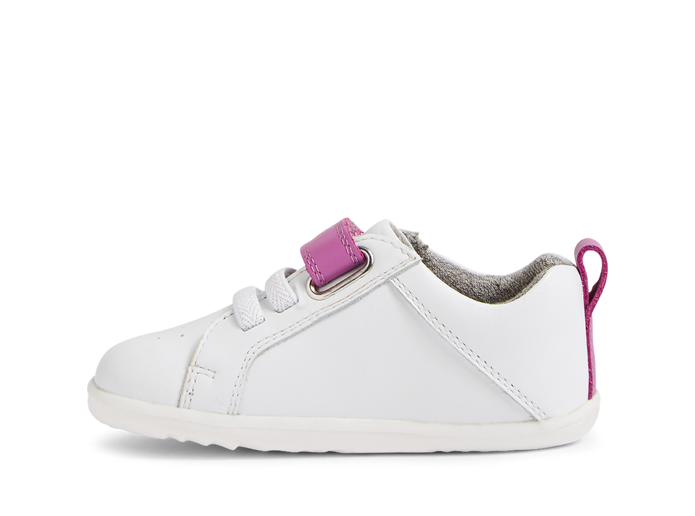 Bobux Step Up Pace, scarpe primi passi in pelle, colore optical white-orchid