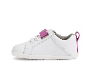Bobux Step Up Pace, scarpe primi passi in pelle, colore optical white-orchid