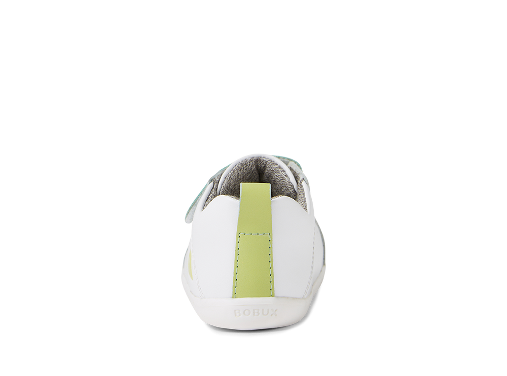 Bobux Step Up Pace, scarpe primi passi in pelle, colore optical white-lime