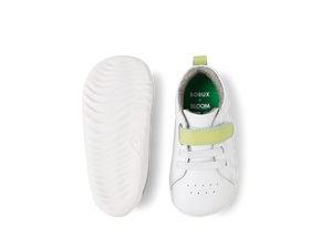 Bobux Step Up Pace, scarpe primi passi in pelle, colore optical white-lime