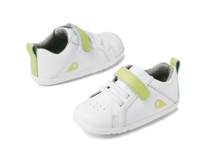 Bobux Step Up Pace, scarpe primi passi in pelle, colore optical white-lime