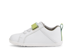 Bobux Step Up Pace, scarpe primi passi in pelle, colore optical white-lime