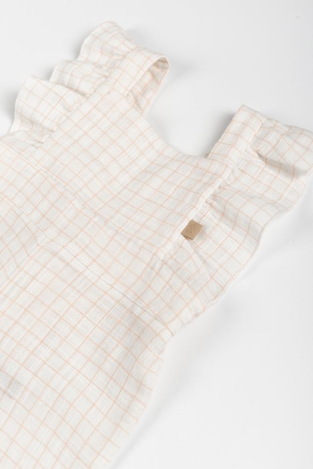 Salopette SQUARE WHITE/PINK, 100% cotone,  Bamboom