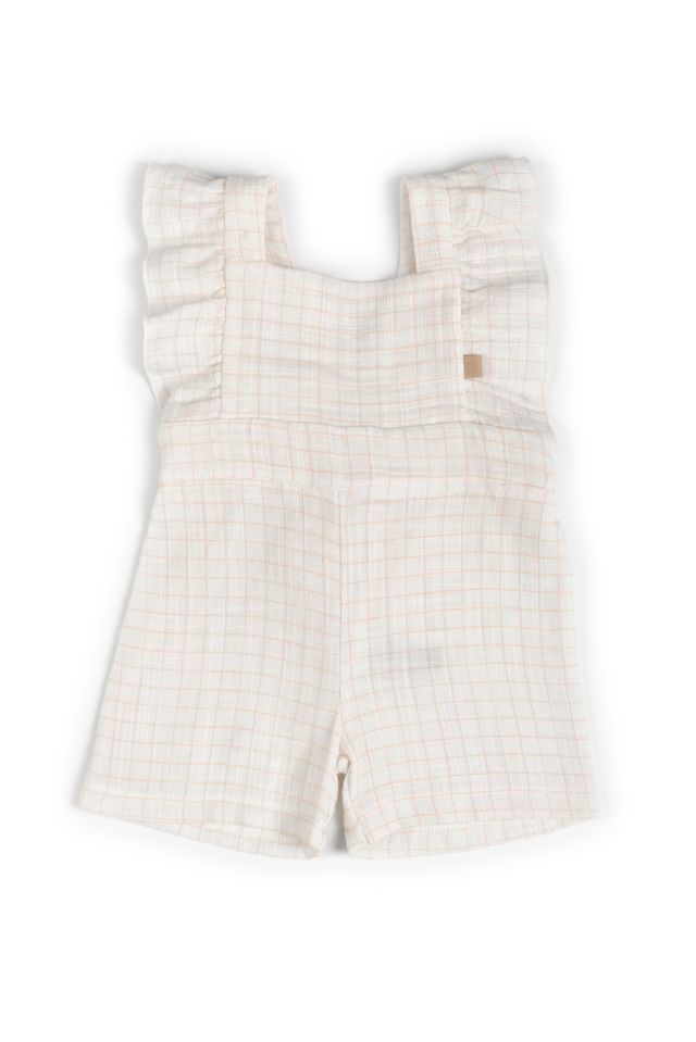 Salopette SQUARE WHITE/PINK, 100% cotone,  Bamboom