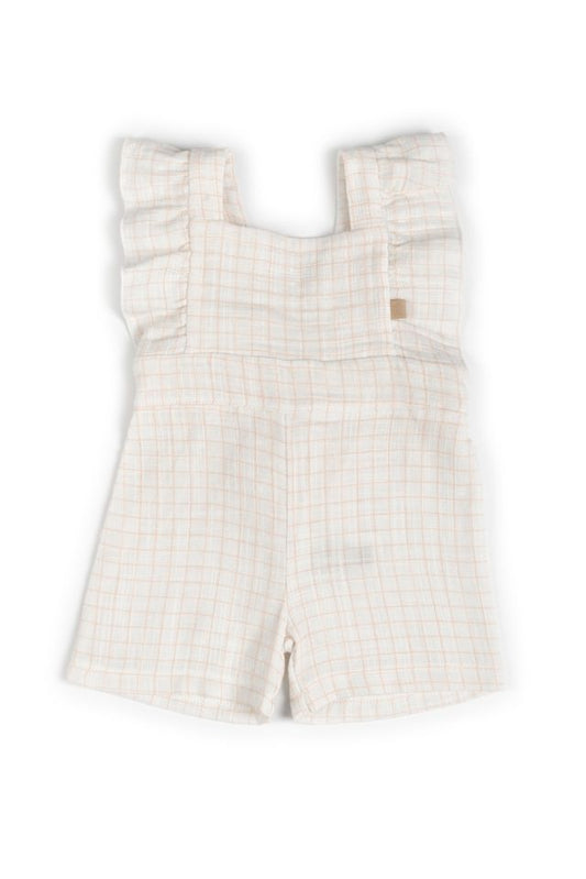 Salopette SQUARE WHITE/PINK, 100% cotone,  Bamboom