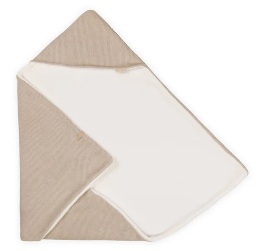 copertina con cappuccio interno bianco esterno colore sabbia