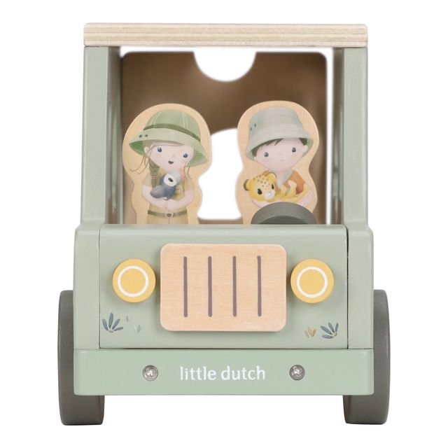 Jeep con 9 formine di personaggi in legno,  Shape sorter safari car, Little Dutch