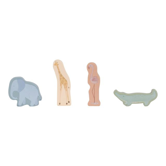 Jeep con 9 formine di personaggi in legno,  Shape sorter safari car, Little Dutch