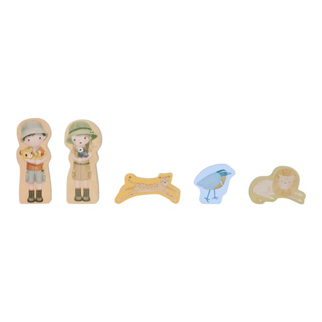 Jeep con 9 formine di personaggi in legno,  Shape sorter safari car, Little Dutch
