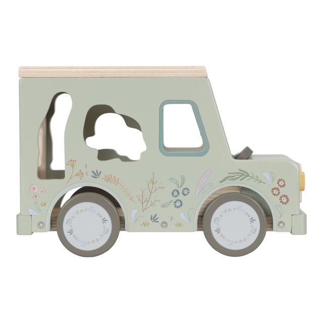 Jeep con 9 formine di personaggi in legno,  Shape sorter safari car, Little Dutch