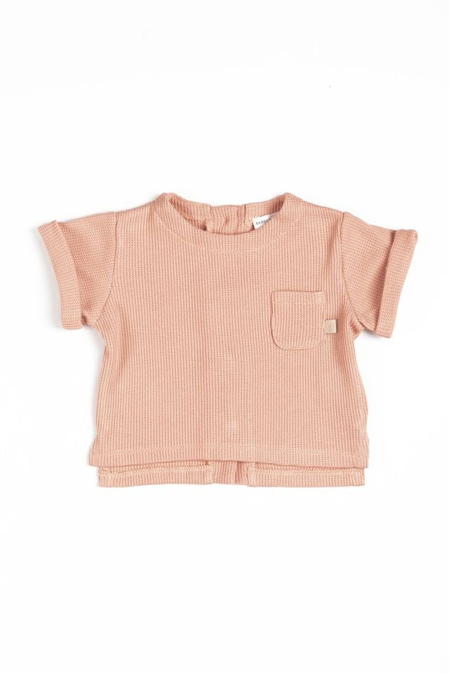 Shirt apertura dietro con bottoni, CORAL, con taschino e maniche corte, in fibra di bambù e cotone, Bamboom