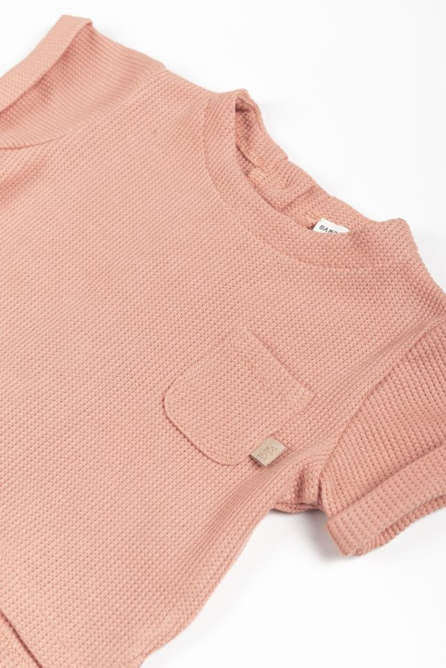 Shirt apertura dietro con bottoni, CORAL, con taschino e maniche corte, in fibra di bambù e cotone, Bamboom
