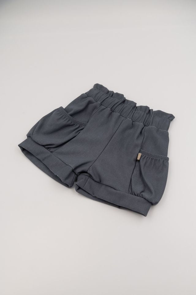 Short bimba BLU, con elastico in vita e tasconi,   Bamboom