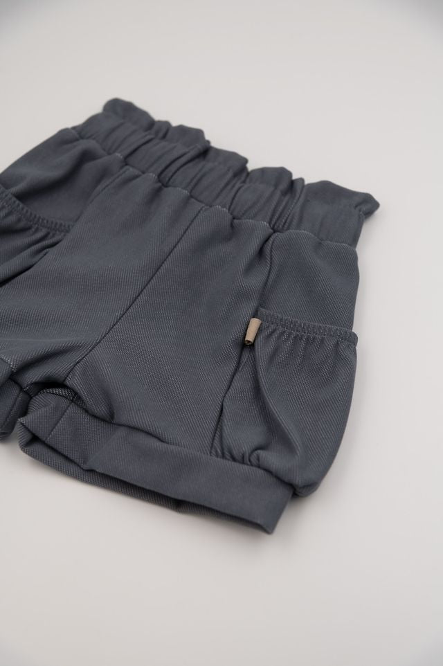 Short bimba BLU, con elastico in vita e tasconi,   Bamboom