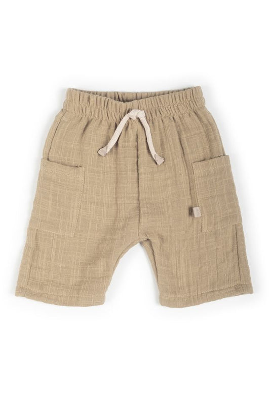 Shorts lino look, bimbo, con tasche, MUSTARD, con elastico in vita, Bamboom