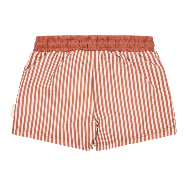Shorts da bagno bimbo a righe beige e cioccolato, Little Dutch