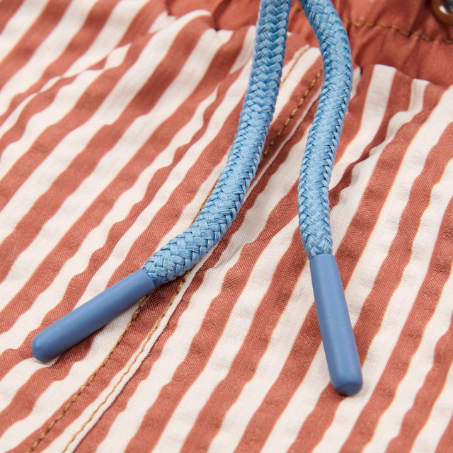 Shorts da bagno bimbo a righe beige e cioccolato, Little Dutch