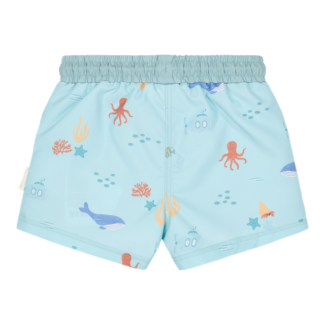 Shorts da bagno bimbo verdi, fantasia animali marini, Little Dutch