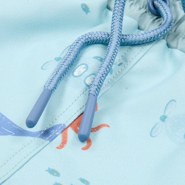 Shorts da bagno bimbo verdi, fantasia animali marini, Little Dutch