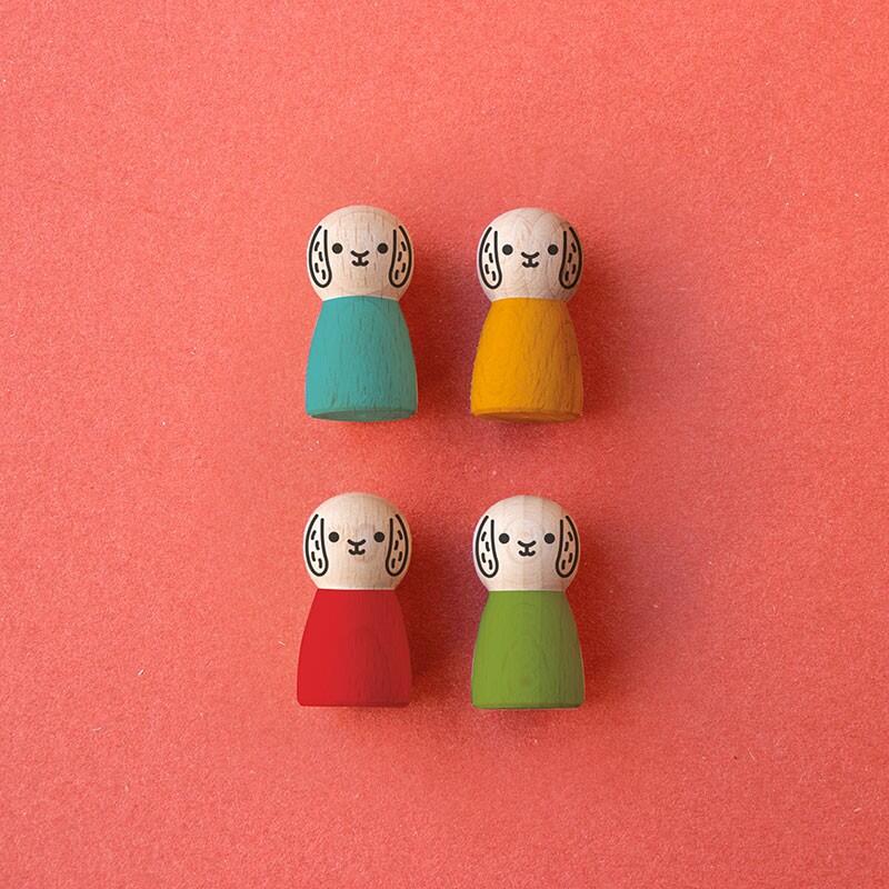 5 segnaposto di legno a forma di coniglietti