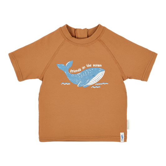 Swim shirt bimbo color cioccolato con balena, a maniche corte, con cerniera posteriore, Little Dutch (Copia)