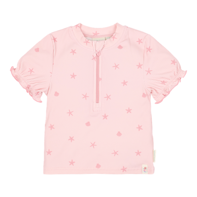 Swim shirt bimba rosa con stelline e cerniera frontale, Little Dutch