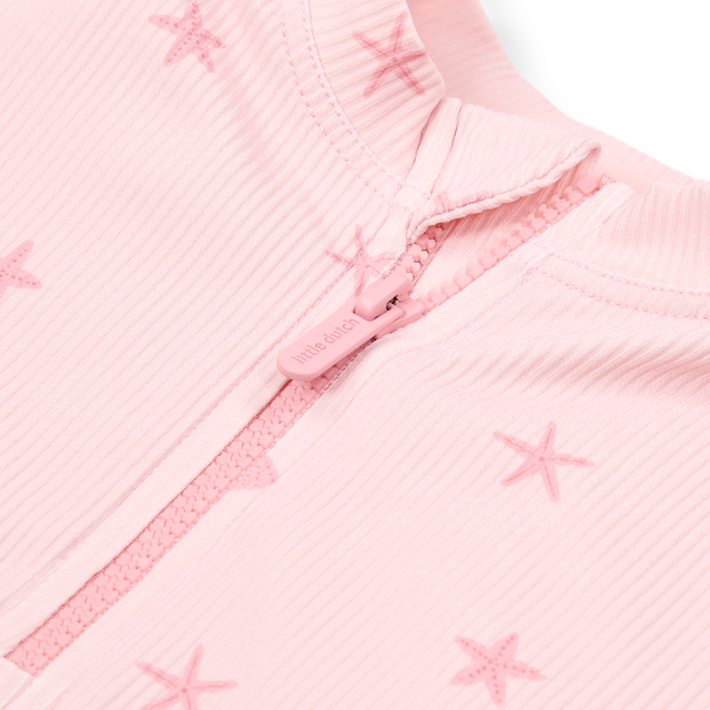 Swim shirt bimba rosa con stelline e cerniera frontale, Little Dutch