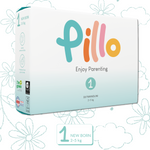 Pannolino Pillo New Born Enjoy Parenting, Taglia 1, dai 2 ai 5 Kg. Confezione da 33 pz