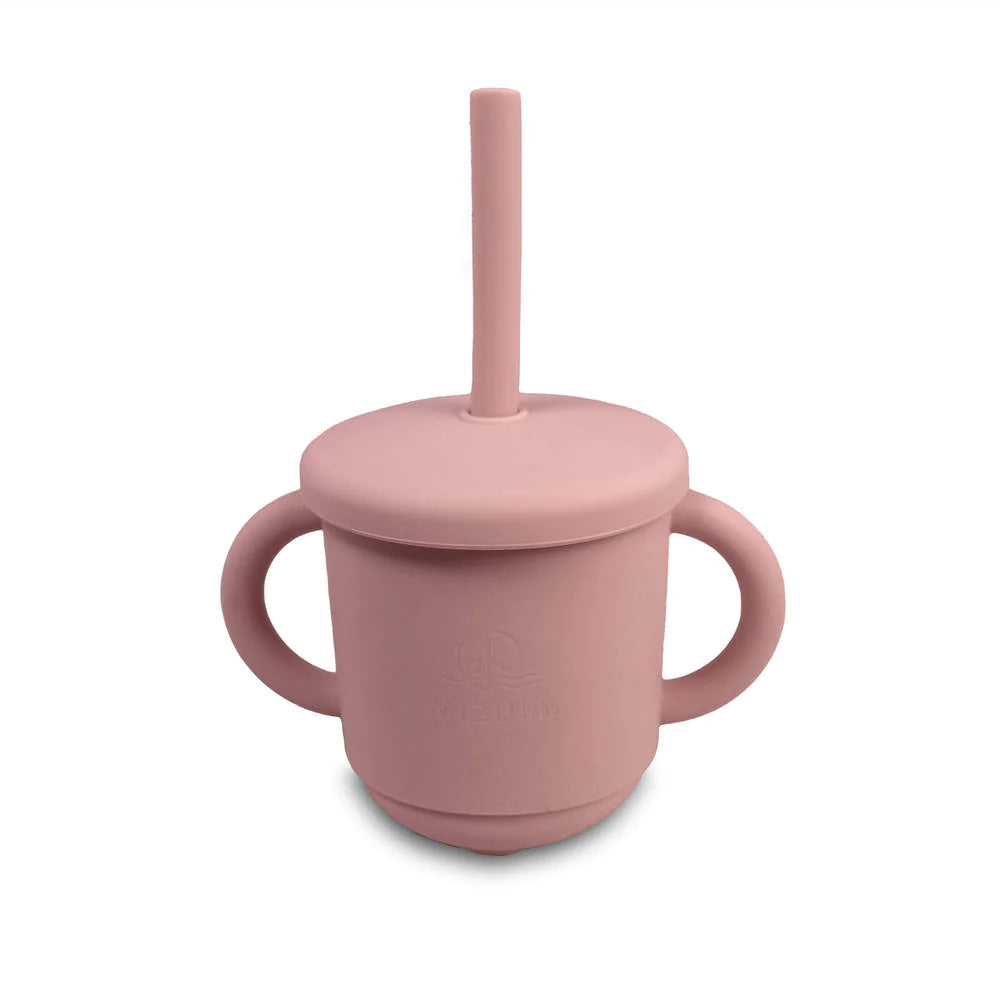 Taiki EVO Cup - tazza evolutiva in Silicone 3 in 1, Mizu Baby. Versione rosa con cannuccia